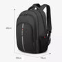 Sac à dos PC 15 pouces noir avec bandes réfléchissantes grises et multiples compartiments