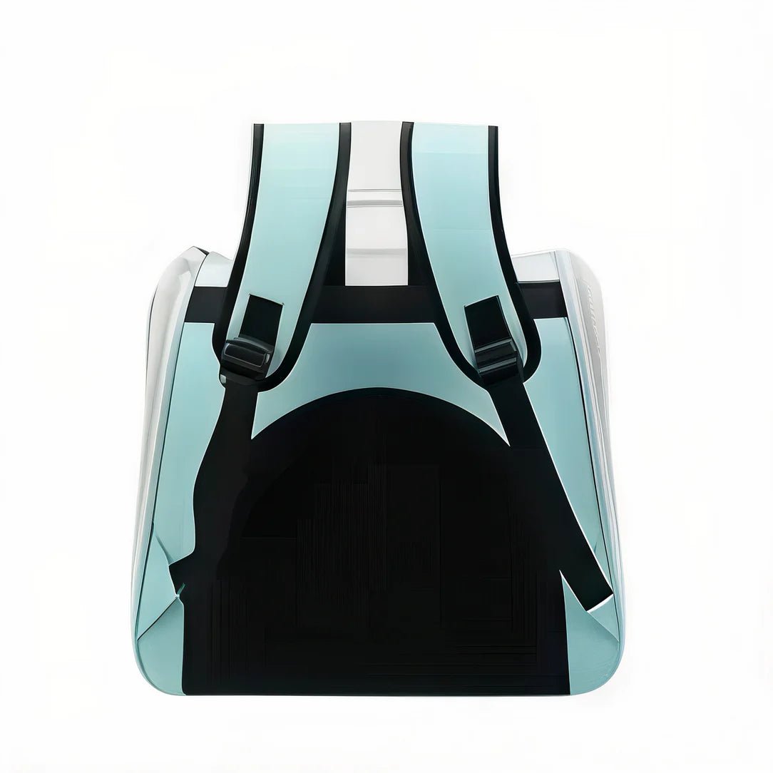 Sac à dos porte chat bleu clair et noir avec bandoulières réglables pour animaux