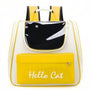 Sac à dos porte chat blanc et jaune avec fenêtre transparente pour animaux