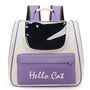 Sac à dos porte chat Hello Cat violet et blanc avec fenêtre en bulle et poche avant