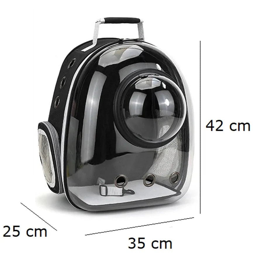 Sac à dos pour chat avec hublot noir et transparent avec fenêtre à bulles et ventilation