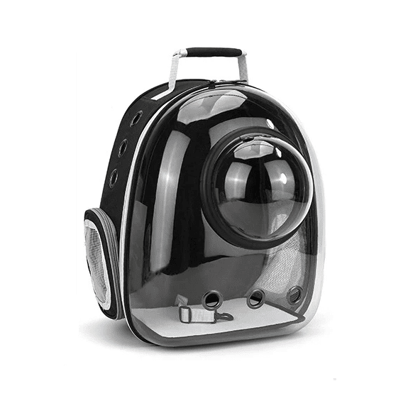 Sac à dos pour chat avec hublot noir et transparent avec fenêtre en bulle claire