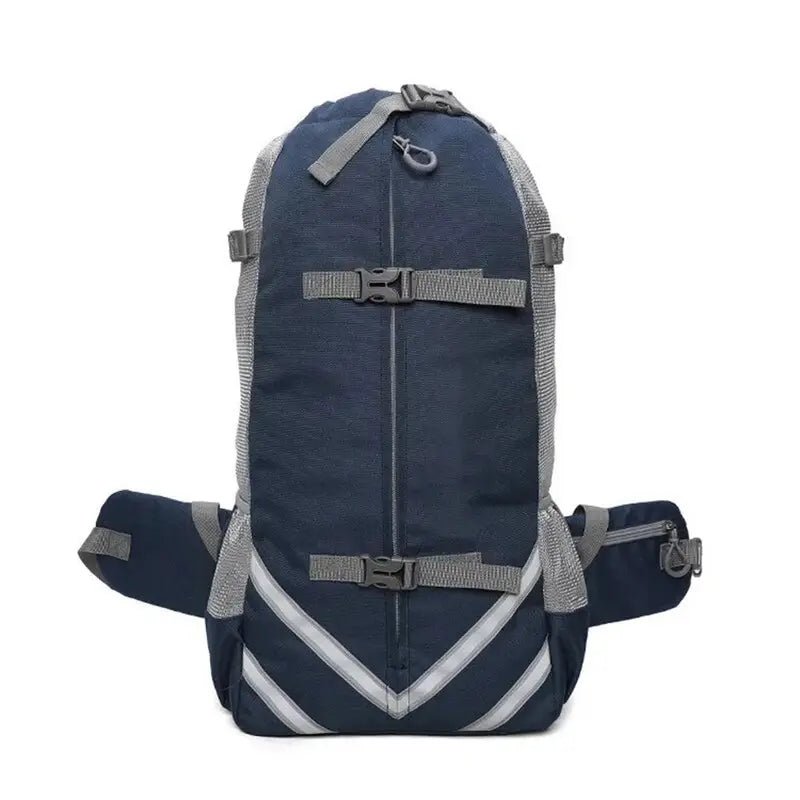 Sac à dos pour chien sombre bleu et gris avec bandes réfléchissantes