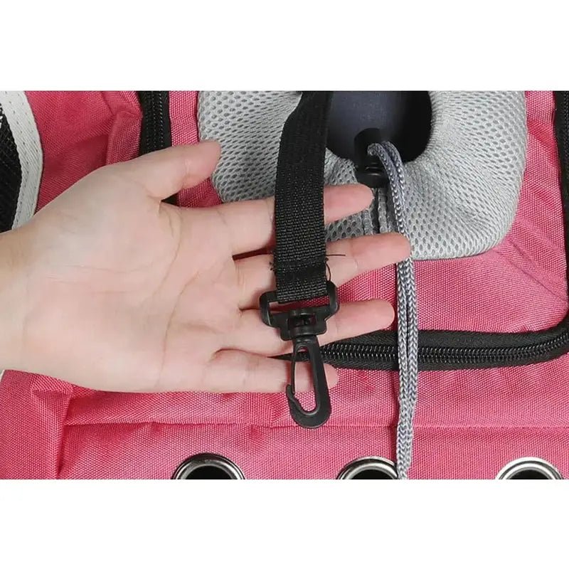Sac à dos pour chien rose avec clip de laisse noir et ouverture à cordon ajustable
