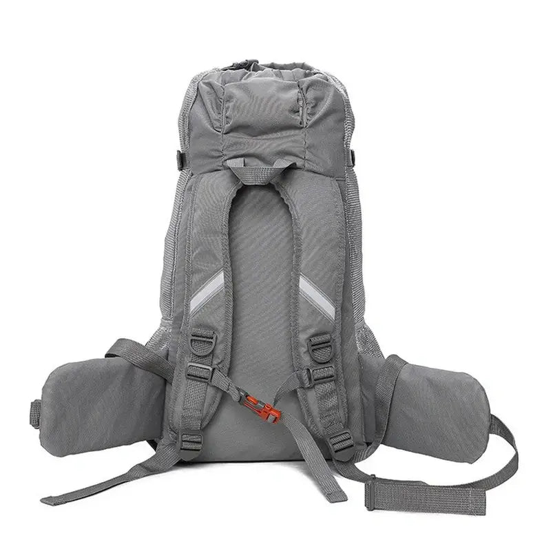 Sac à dos pour chien gris avec bandes réfléchissantes et bretelles ajustables
