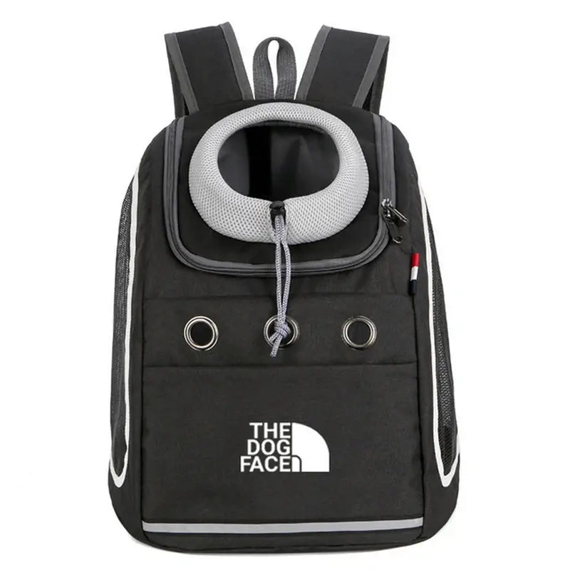 Sac à dos pour chien noir avec ouverture supérieure pour la tête du animal