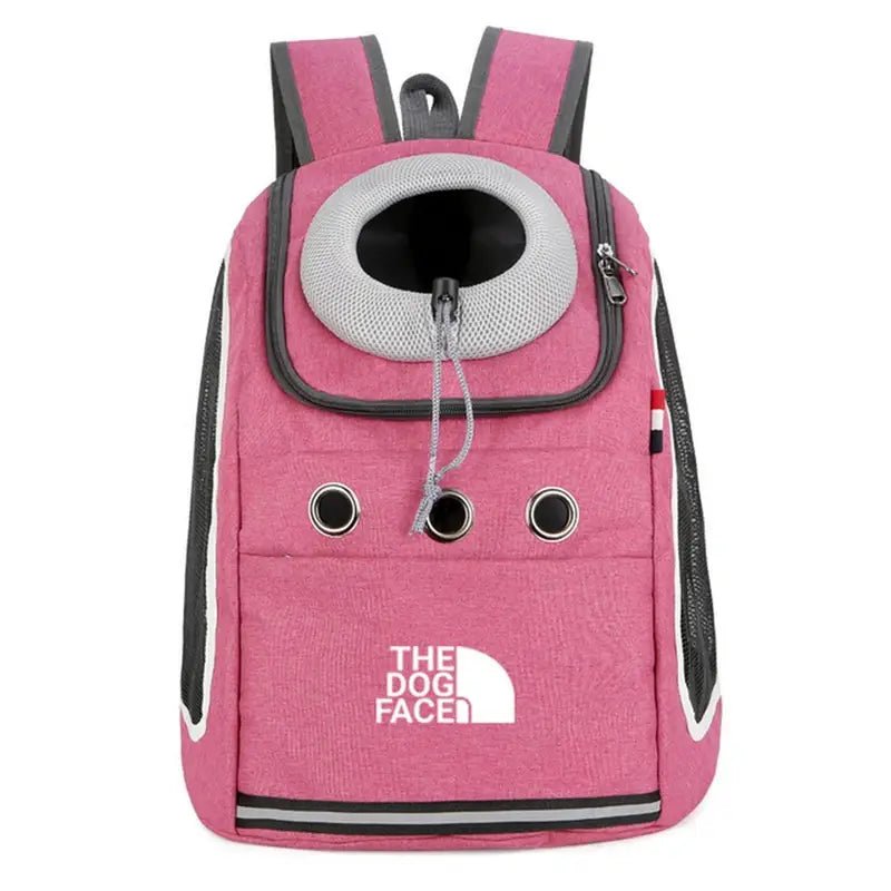 Sac à dos pour chien rose avec ouverture en mesh pour la tête du animal