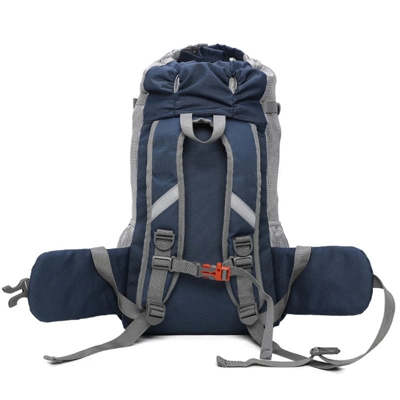 Sac à dos pour chien bleu foncé et gris avec bretelles réglables et ceinture lombaire
