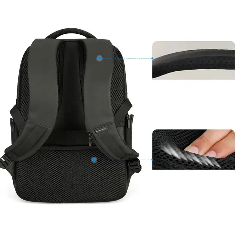 Sac à dos pour étudiant noir avec bretelles rembourrées et panneau dorsal respirant