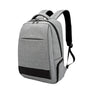 Sac à dos pour ordi portable en tissu gris clair avec accents noirs et multiples poches zippées