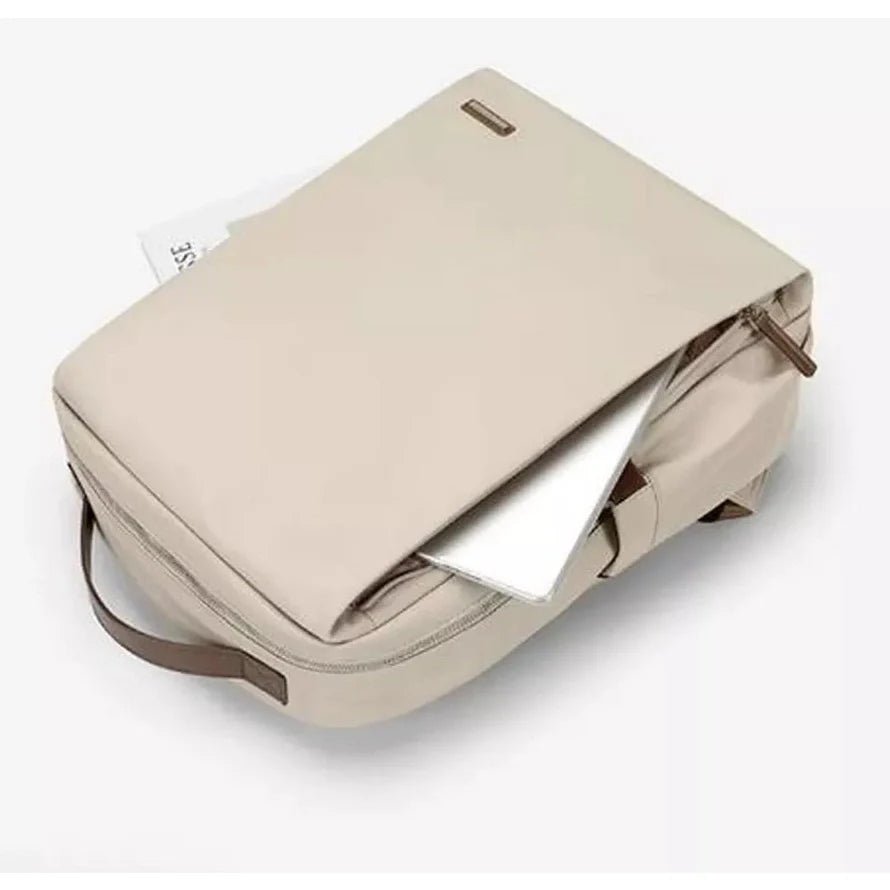 Sac à dos pour ordinateur 15,6 pouces clair avec compartiment pour laptop et accents marron