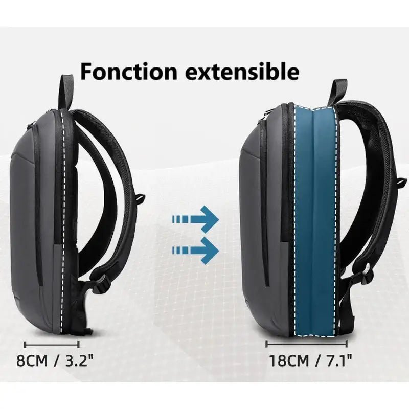 Sac à dos pour ordinateur 17 pouces BackGuard avec compartiment principal extensible en gris foncé