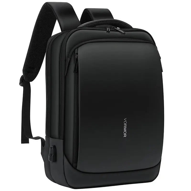 Sac à dos pour ordinateur portable homme noir avec bretelles rembourrées et poche zippée