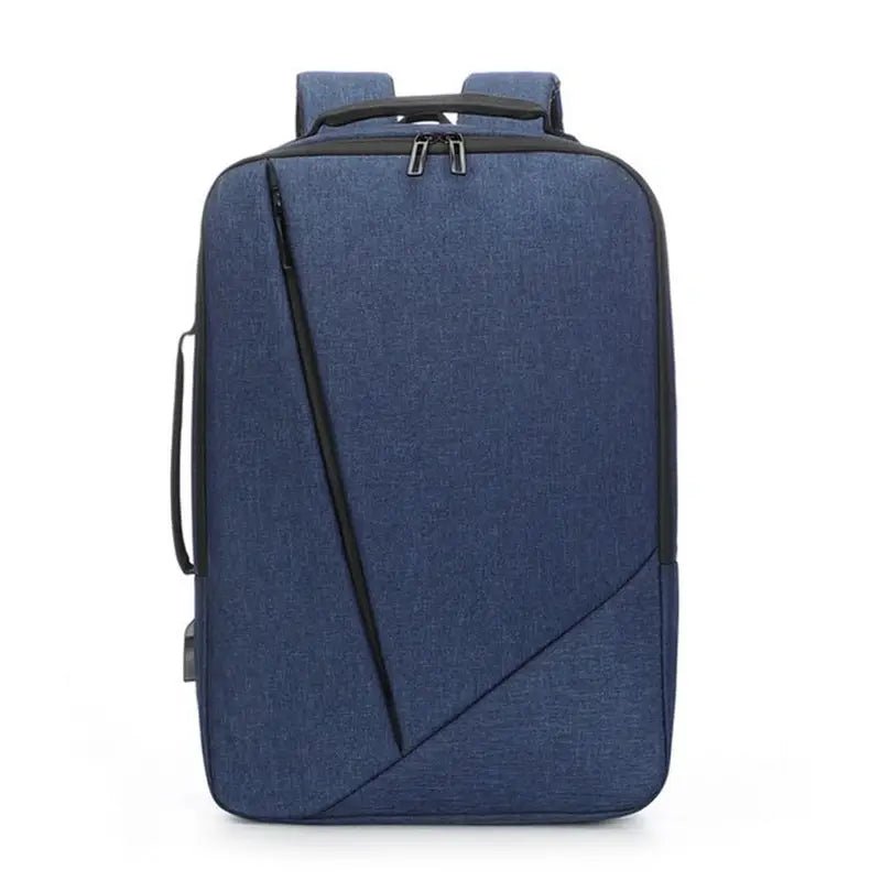 Sac à dos pour pc portable navy blue avec fermeture diagonale et poignée latérale