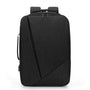 Sac à dos pour pc portable en tissu noir avec multiples compartiments zippés et port USB latéral