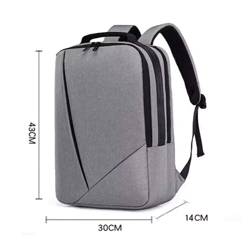 Sac à dos pour pc portable gris avec accents noirs et bretelles réglables