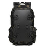 Sac à dos pratique noir et camouflage tactique avec plusieurs sangles et boucles