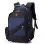 Sac à dos pratique homme noir et bleu en polyester avec compartiments et bretelles rembourrées