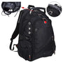 Sac à dos pratique homme noir avec compartiments, poignée renforcée et port USB externe