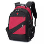Sac à dos pratique homme noir et rouge avec multiples compartiments zippés