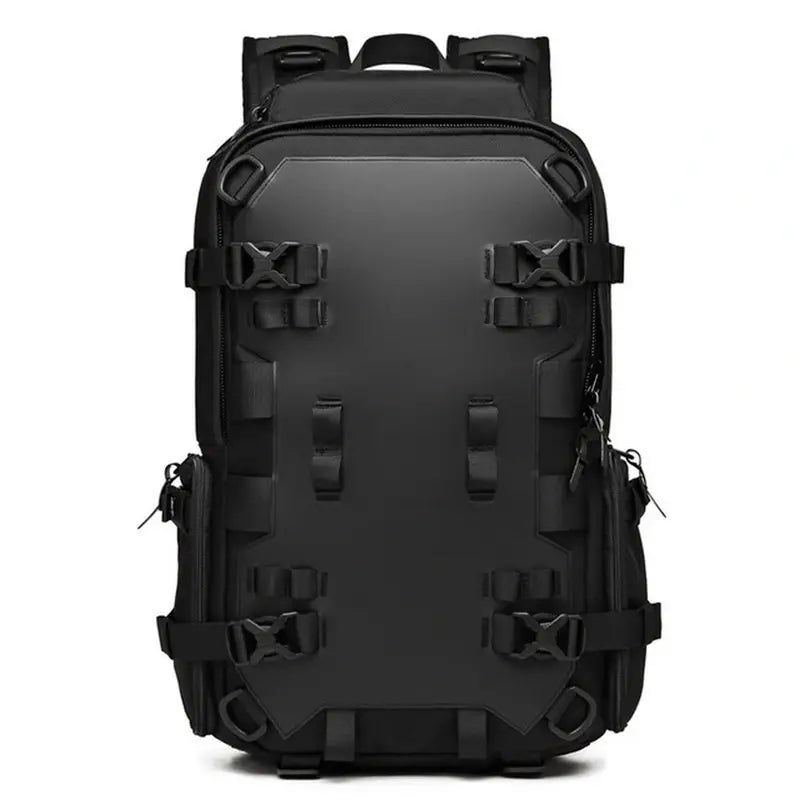Sac à dos pratique noir tactique ou outdoor avec multiples sangles et boucles