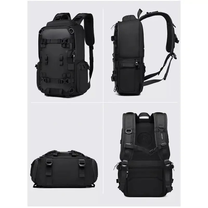 Sac à dos pratique noir avec plusieurs compartiments et options de port