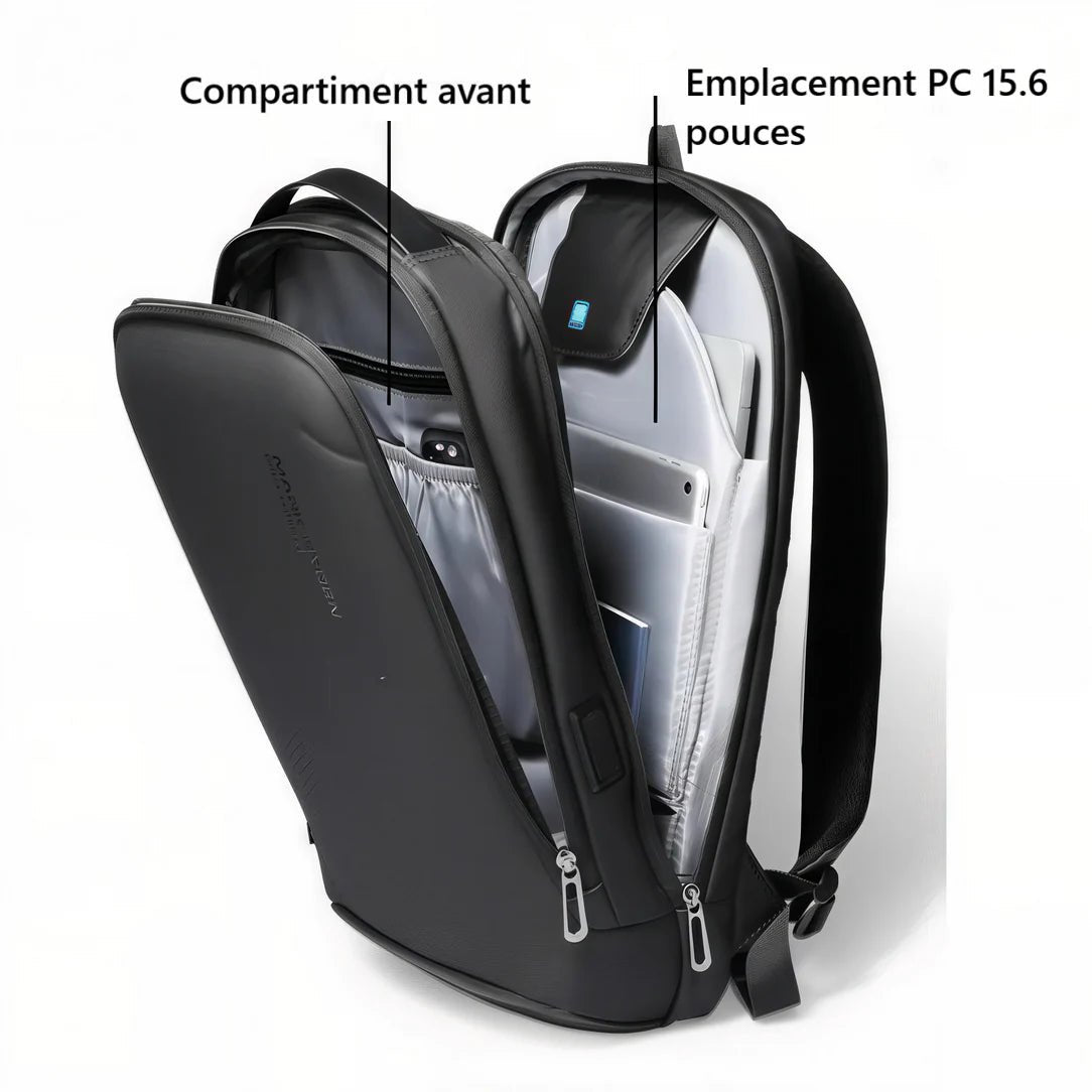 Sac à dos pro 15,6pouces noir avec plusieurs compartiments pour ordinateur portable