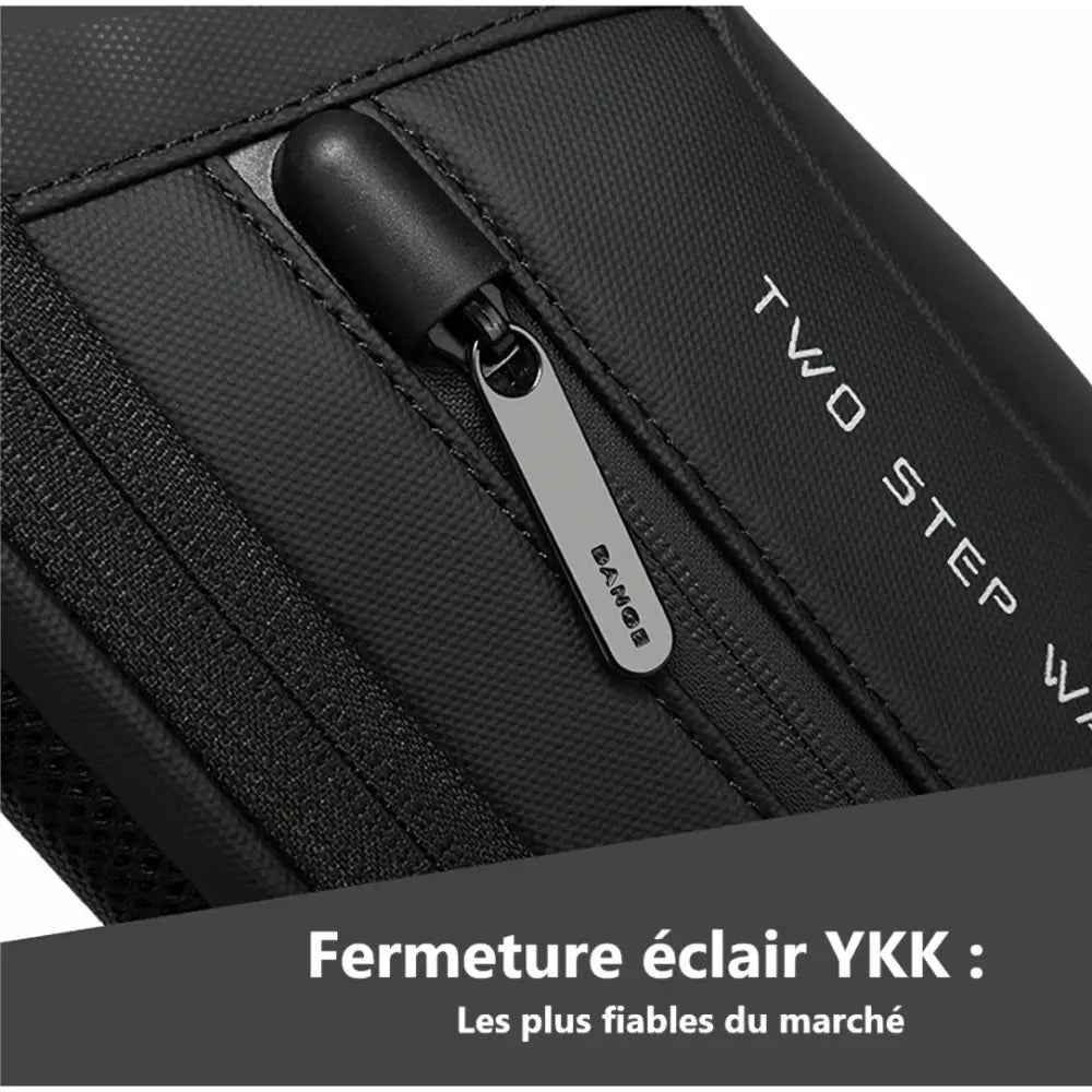 Sac à dos professionnel antivol Sentinel noir avec fermeture éclair et tirette métallique
