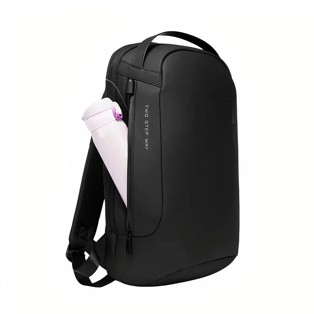 Sac à dos professionnel antivol Sentinel noir minimaliste avec poche latérale pour bouteille d’eau