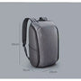 Sac à dos professionnel femme gris en coque dure avec bretelles rembourrées et dimensions visibles