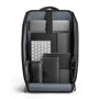 Sac à dos professionnel femme noir ouvert avec compartiments pour électronique et documents