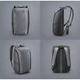 Sac à dos professionnel femme gris avec plusieurs vues montrant ses caractéristiques et design