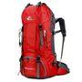 Sac à dos randonnée 60 L Trek rouge et gris avec plusieurs sangles et compartiments