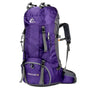 Sac à dos randonnée 60 L Trek violet avec bretelles et boucles grises