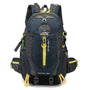 Sac à dos randonnée femme 40l sombre bleu gris avec accents jaunes pour trekking