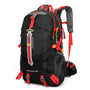 Sac à dos randonnée femme 40l noir et rouge avec multiples compartiments et bretelles ajustables