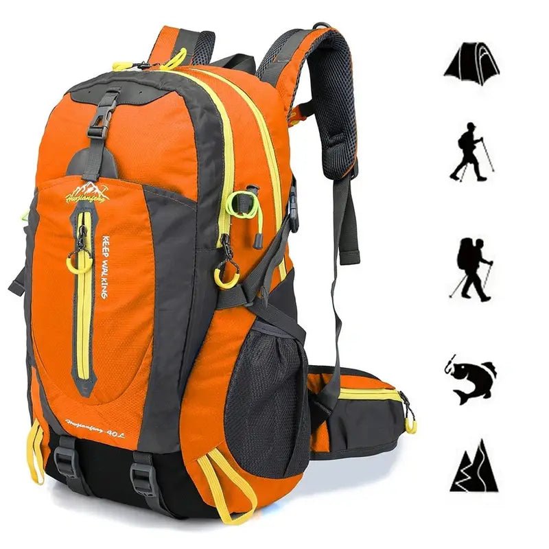 Sac à dos randonnée femme 40l orange et gris avec accents jaunes pour trekking