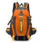 Sac à dos randonnée femme 40l orange et gris avec accents jaunes et plusieurs compartiments