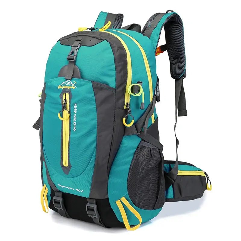 Sac à dos randonnée femme 40l en teal et gris avec accents jaunes
