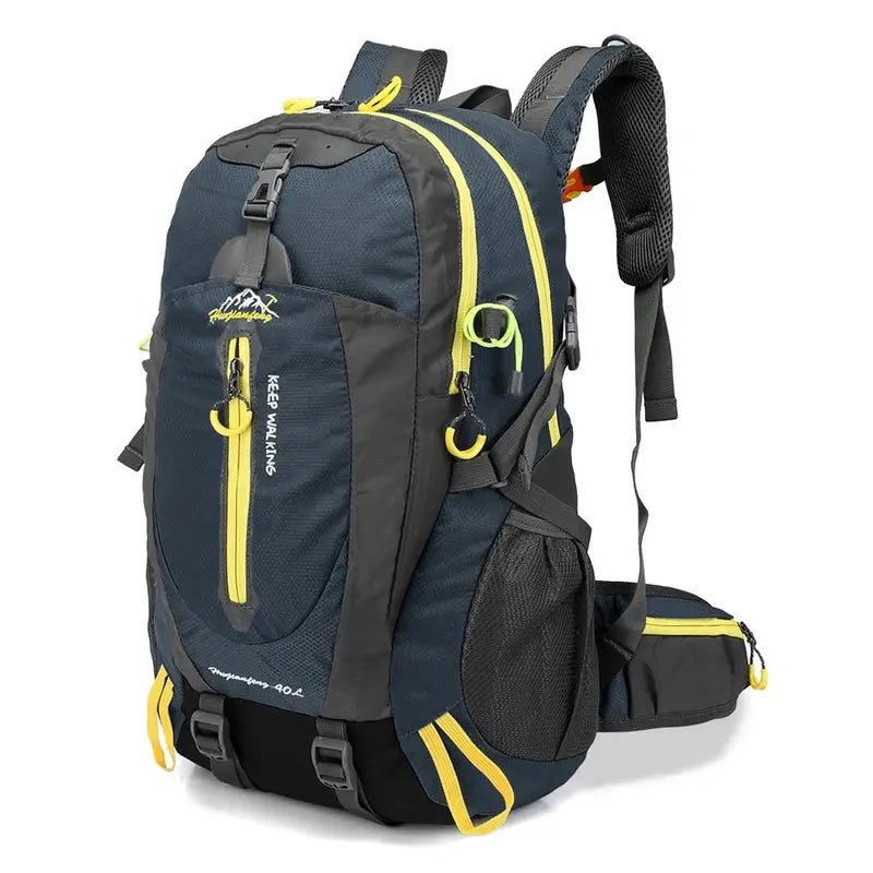 Sac à dos randonnée femme 40l bleu foncé avec accents jaunes pour trekking