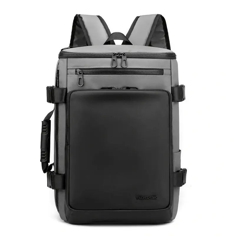 Sac à dos rectangulaire 25l gris et noir avec compartiments zippés et sangles latérales