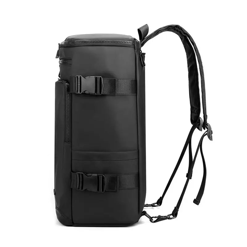 Sac à dos rectangulaire 25l noir avec bretelles et boucles extérieures