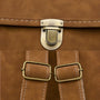 Sac à dos rectangulaire en cuir faux marron avec boucle et fermetures en laiton