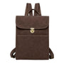 Sac à dos rectangulaire en cuir faux marron avec fermoir métallique doré