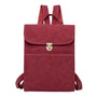 Sac à dos rectangulaire en cuir bordeaux faux cuir avec fermoir doré