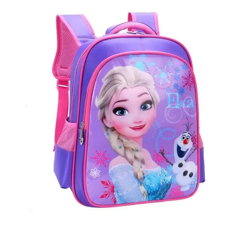 Sac à dos reine des neiges maternelle violet et rose avec Elsa Olaf et poches latérales