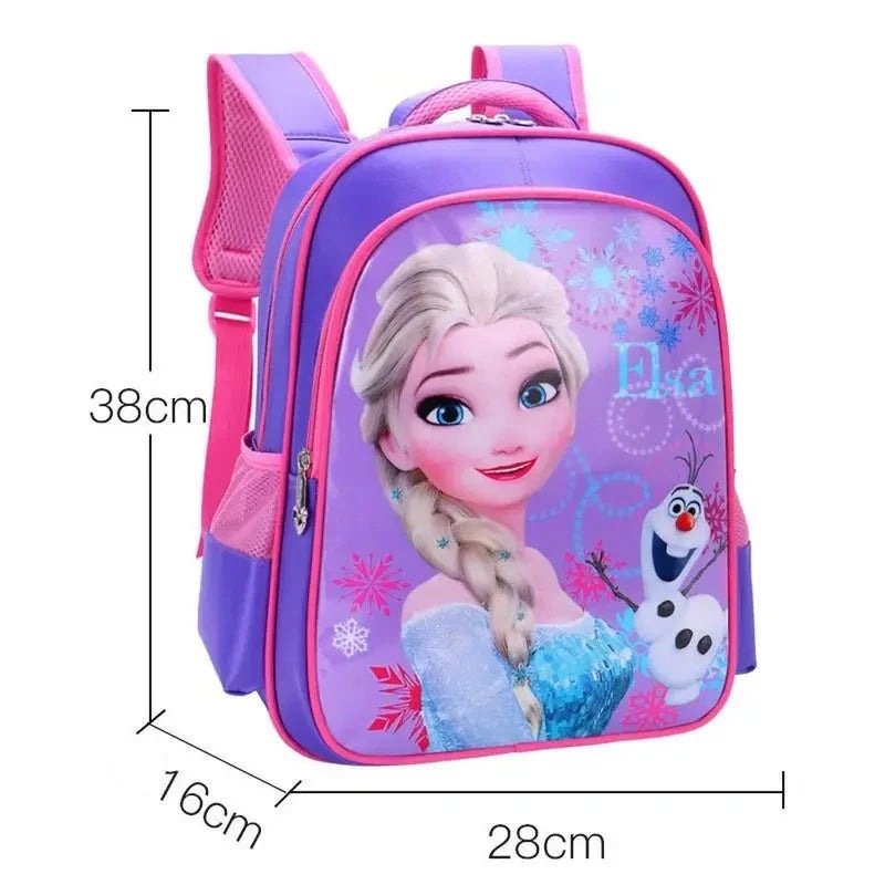 Sac à dos Reine des Neiges maternelle avec Elsa et Olaf, violet et rose, dimensions 38x28x16cm