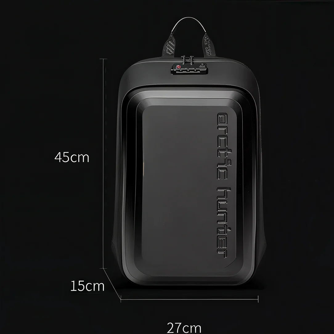 Sac à dos rigide antivol Arctic Hunter noir avec serrure à combinaison