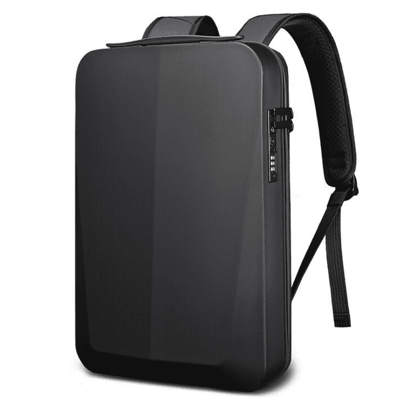 Sac à dos rigide ultra-plat antivol Atom noir avec bretelles rembourrées et verrou intégré