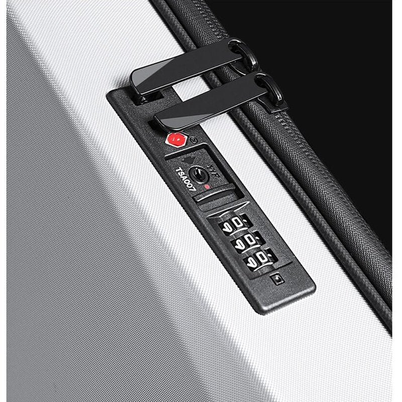 Valise en argent avec serrure TSA intégrée pour le Sac à dos rigide ultra-plat antivol Atom